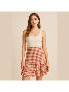 Vintage Gingham Plaid Checkered Ruffle Skirt classy cottagecore granny modest